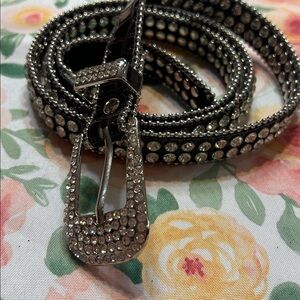 Rhinestone Studded dark Brown Bling Cowboy  Belt Sz M/L